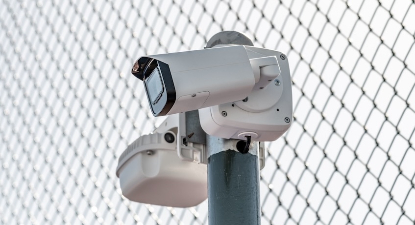 Image of an exterior security camera on a pole.